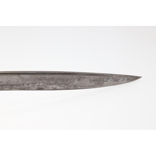 136 - A TURKISH OTTOMAN YATAGHAN SWORD. With a 61cm curved and pointed blade with sharpened edge, slight f... 