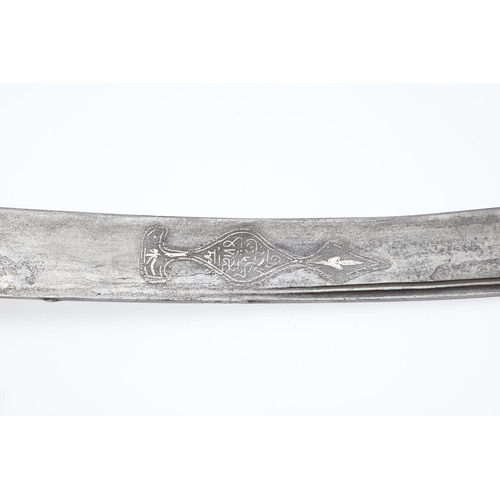 136 - A TURKISH OTTOMAN YATAGHAN SWORD. With a 61cm curved and pointed blade with sharpened edge, slight f... 