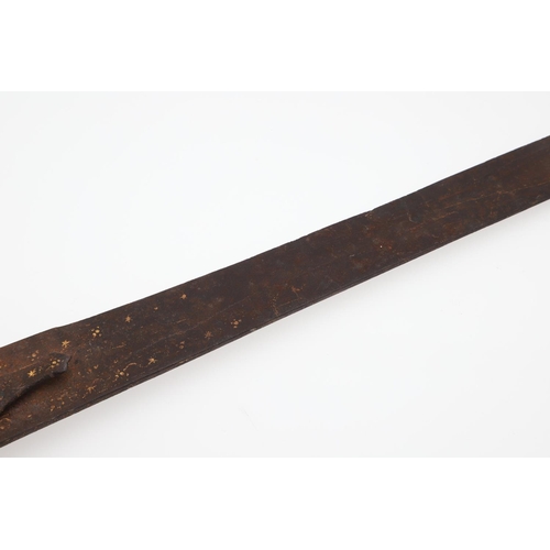 137 - A 19TH CENTURY INDIAN TULWAR TYPE SWORD. With a broad straight 57cm blade with pointed end and centr... 