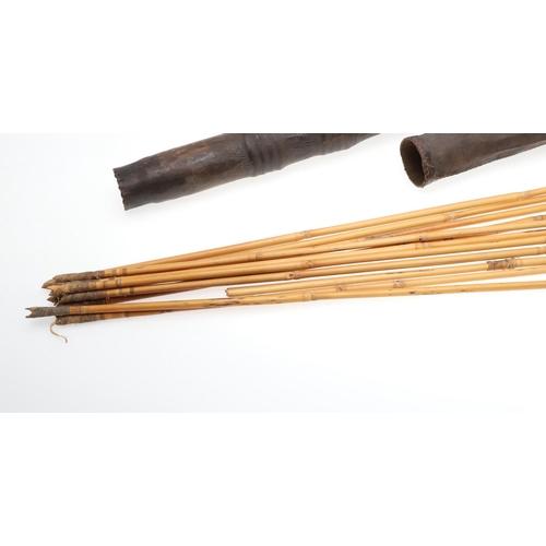 142 - A QUIVER OF SHILUK ARROWS FROM SOUTH SUDAN. A Quiver of eleven arrows with bamboo shafts and pointed... 