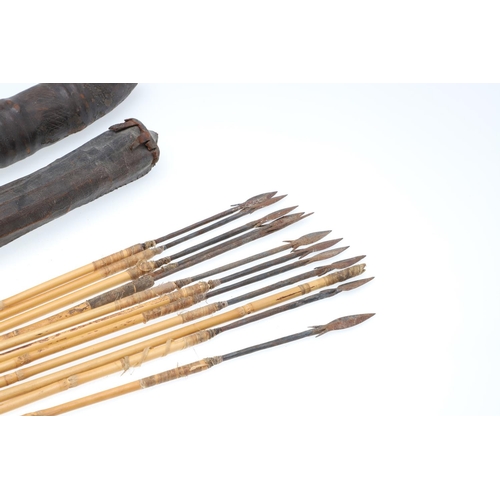 142 - A QUIVER OF SHILUK ARROWS FROM SOUTH SUDAN. A Quiver of eleven arrows with bamboo shafts and pointed... 