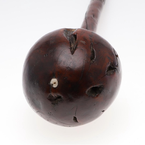 146 - A FIJIAN ULA THROWING CLUB EMBEDDED WITH A TOOTH. An Fijian throwing club with ball end embedded at ... 