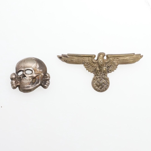 170 - AN SS CAP INSIGNIA SET OF EAGLE AND SKULL. An SS Cap Insignia set with officer's quality eagle with ... 