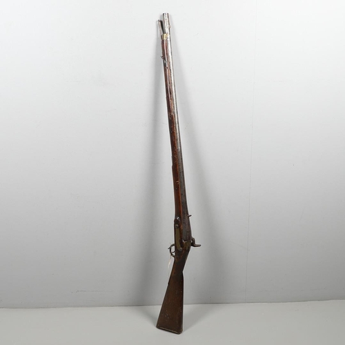 18 - AN UNUSUAL BRUNSWICK TYPE WALL GUN, POSSIBLY AN EXPERIMENTAL PIECE. With a 99cm smooth bore muzzle l... 