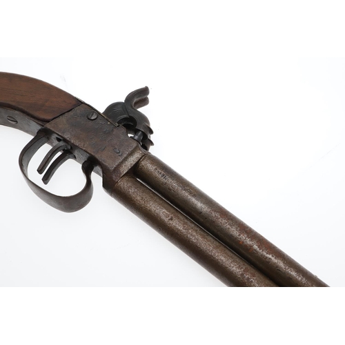 2 - A 19TH CENTURY TWIN BARREL PERCUSSION PISTOL. With 11.5cm over and under barrels with stamped proof ... 