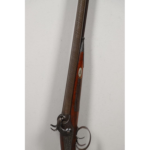 22 - A FINE 19TH CENTURY 20 BORE DOUBLE BARREL SPORTING GUN BY 'CANON A RUBANS'. A fine French Double Bar... 