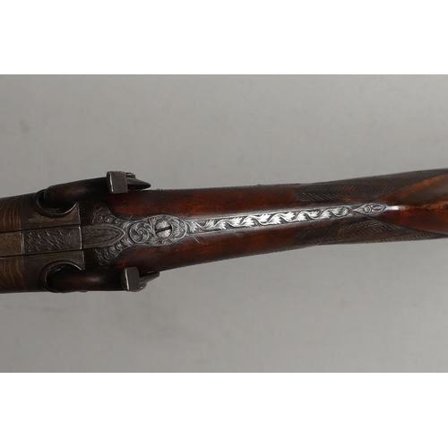 22 - A FINE 19TH CENTURY 20 BORE DOUBLE BARREL SPORTING GUN BY 'CANON A RUBANS'. A fine French Double Bar... 