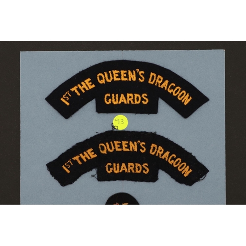 235 - A COLLECTION OF 1st QUEEN'S DRAGOON GUARDS CLOTH PATCHES. An interesting and well presented collecti... 