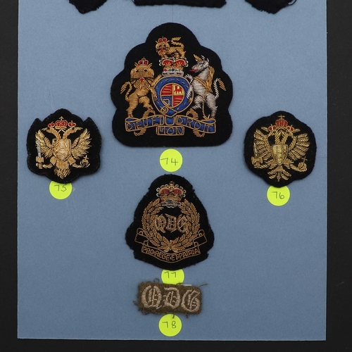 235 - A COLLECTION OF 1st QUEEN'S DRAGOON GUARDS CLOTH PATCHES. An interesting and well presented collecti... 