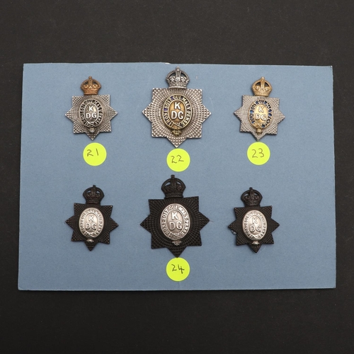 246 - A COLLECTION OF SIX 1ST KING'S DRAGOON GUARDS OFFICER'S COLLAR AND CAP BADGES. A 1st King's Dragoon ... 