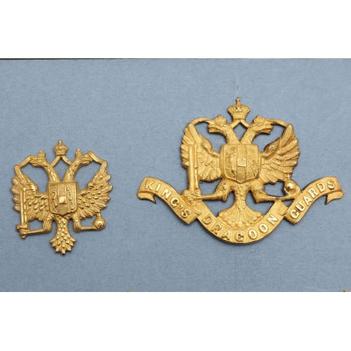 247 - AN INTERESTING COLLECTION OF EIGHT 1ST KING'S DRAGOON GUARDS CAP AND COLLAR BADGES. A collection of ... 