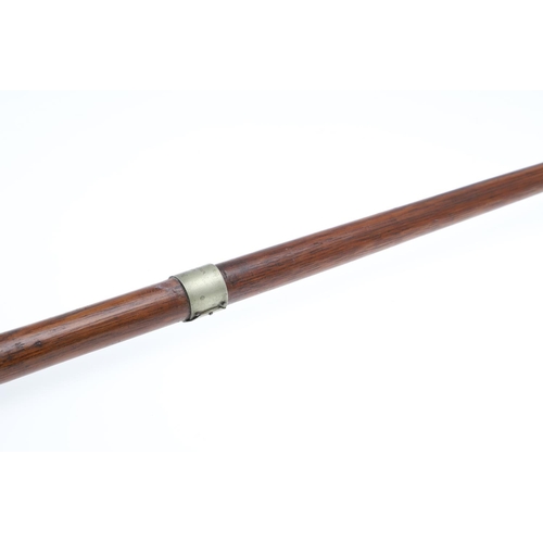 282 - A WLAKING STICK WITH SHAFT FROM TIMBER FROM H.M.S. FOUDROYANT. A walking stick with 81cm shaft with ... 