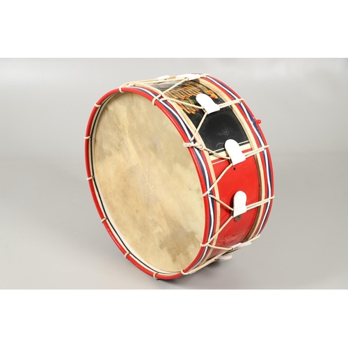 285 - A REGIMENTAL BASS DRUM FOR THE NORTH STAFFORDSHIRE REGIMENT. A 74cm military bass drum painted with ... 