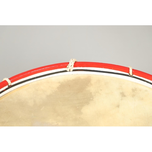 285 - A REGIMENTAL BASS DRUM FOR THE NORTH STAFFORDSHIRE REGIMENT. A 74cm military bass drum painted with ... 