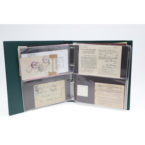 287 - THREE ALBUMS OF EPHEMERA, DOCUMENTS AND POSTAL HISTORY RELATING TO THE FIRST WORLD WAR. A collection... 