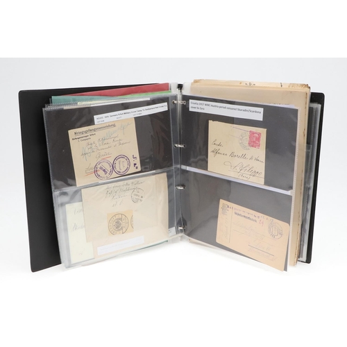 287 - THREE ALBUMS OF EPHEMERA, DOCUMENTS AND POSTAL HISTORY RELATING TO THE FIRST WORLD WAR. A collection... 