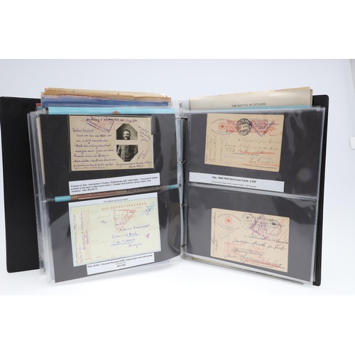 287 - THREE ALBUMS OF EPHEMERA, DOCUMENTS AND POSTAL HISTORY RELATING TO THE FIRST WORLD WAR. A collection... 