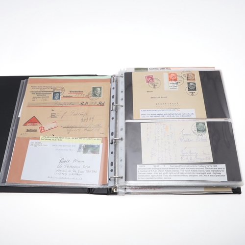 288 - AN ALBUM OF THIRD REICH POSTAL EPHEMERA, DOCUMENTS AND OTHER ITEMS. An album of German Third Reich p... 