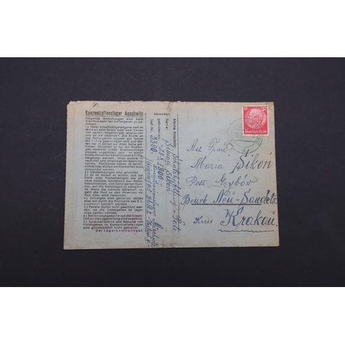 300 - AN ENVELOPE POSTED FROM AUSCHWITZ BY SIMON SIKON TO HIS WIFE IN KRAKAU. An envelope posted from Ausc... 