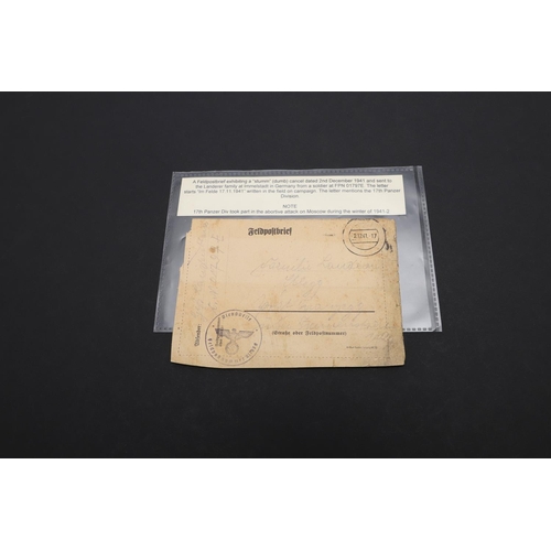 300 - AN ENVELOPE POSTED FROM AUSCHWITZ BY SIMON SIKON TO HIS WIFE IN KRAKAU. An envelope posted from Ausc... 