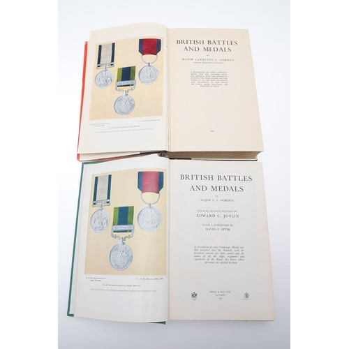 302 - BRITISH MEDAL REFERENCE BOOKS TO INCLUDE GORDON'S BRITISH BATTLES. Major Lawrence L. Gordon 'British... 