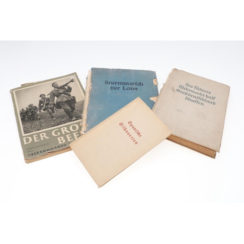 303 - FOUR SECOND WORLD WAR PERIOD GERMAN BOOKS WITH SS OR NSDAP LIBRARY STAMPS. Four volumes: Edwin Erich... 