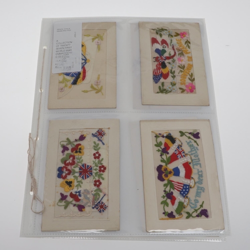 306 - A COLLECTION OF TWENTY SEVEN FIRST WORLD WAR EMBROIDERED SILK CARDS WITH THE FLAGS OF THE ALLIES AND... 