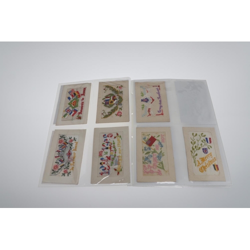 306 - A COLLECTION OF TWENTY SEVEN FIRST WORLD WAR EMBROIDERED SILK CARDS WITH THE FLAGS OF THE ALLIES AND... 