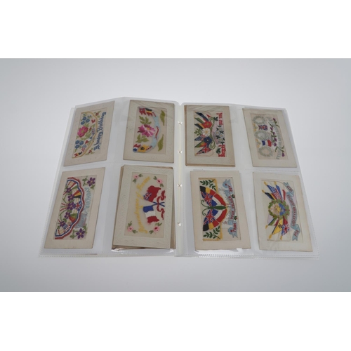 306 - A COLLECTION OF TWENTY SEVEN FIRST WORLD WAR EMBROIDERED SILK CARDS WITH THE FLAGS OF THE ALLIES AND... 