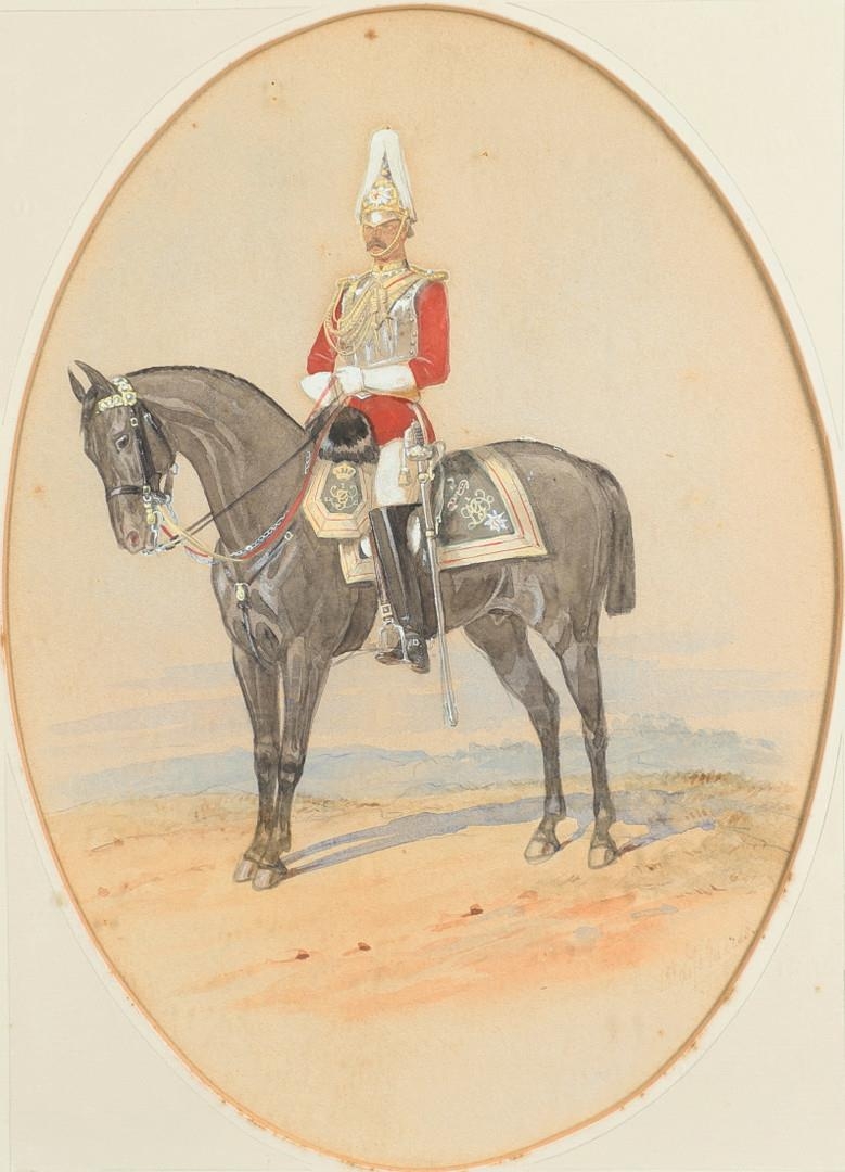 Richard Simkin St Life Guadrs Watercolour St Life Guards Mounted In Dress Uniform