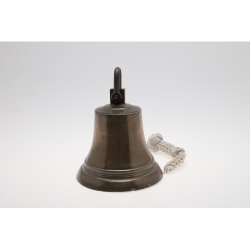 329 - A BRONZE SHIPS BELL MADE WITH METAL FROM HMS TIGER, JUTLAND 1916. A finely cast bell stamped 'METAL ... 