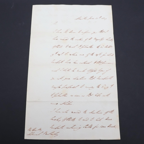 335 - WELLINGTON (ARTHUR WELLESLEY 1ST DUKE, 1769-1852) AUTOGRAPH LETTER TO ADMIRAL BERKELEY REGARDING TRO... 