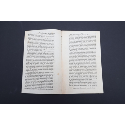 336 - LOUIS XVIII PRINTED PAMPHLET IN FRENCH 'APPEL AUX FRANCAIS' CONCERNING WATERLOO. Louis XVIII. Printe... 