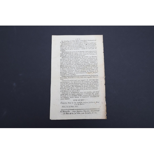 336 - LOUIS XVIII PRINTED PAMPHLET IN FRENCH 'APPEL AUX FRANCAIS' CONCERNING WATERLOO. Louis XVIII. Printe... 