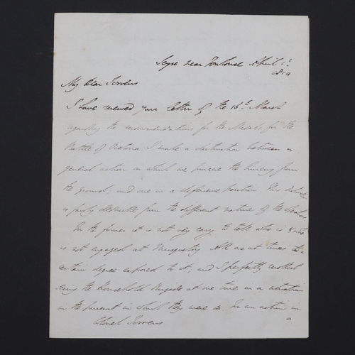 337 - WELLINGTON (ARTHUR WELLESLEY 1ST DUKE, 1769-1852) AUTOGRAPH LETTER TO COLONEL TORRENS. Wellington, A... 