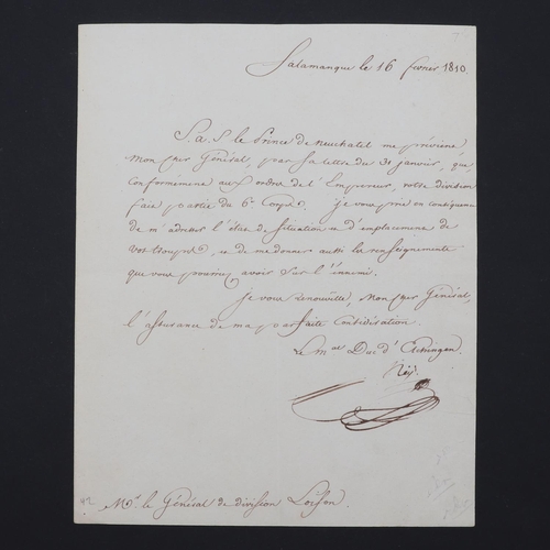 341 - NEY, MICHEL, DUE DâELCHINGEN AND PRINCE DE LA MOSKOVA. LETTER SIGNED âNEYâ TO GENERAL LOISON. ... 