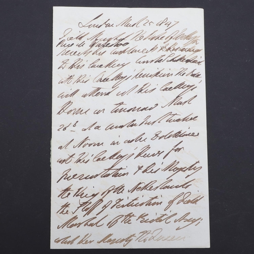 344 - WELLINGTON, ARTHUR WELLESLEY, 1ST DUKE. AUTOGRAPH LETTER SIGNED, WITH THE RARE SIGNATURE âWELLINGT... 