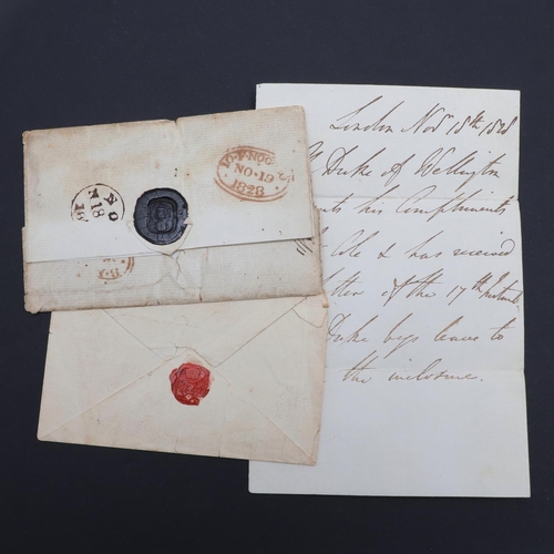 351 - WELLINGTON, ARTHUR WELLESLEY, 1ST DUKE.. AUTOGRAPH LETTER , IN THE THIRD PERSON, TO W. COLE ESQ., AT... 