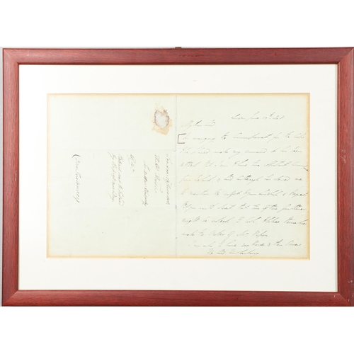 352 - WELLINGTON, ARTHUR WELLESLEY, 1ST DUKE. AUTOGRAPH LETTER SIGNED âARTHUR WELLESLEYâ, TO âMY DEA... 