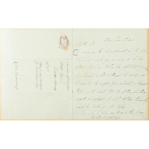 352 - WELLINGTON, ARTHUR WELLESLEY, 1ST DUKE. AUTOGRAPH LETTER SIGNED âARTHUR WELLESLEYâ, TO âMY DEA... 