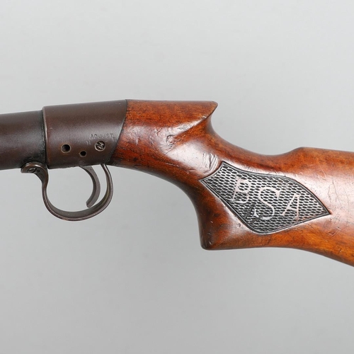 46 - A BSA .22 'T' MODEL AIR RIFLE. With a 49cm barrel and rotating loading point, numbered T1161 above t... 