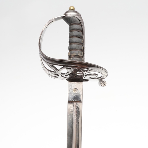 60 - AN 1827 PATTERN VICTORIAN VOLUNTEER RIFLE OFFICER'S SWORD AND SCABBARD. With an 82.5cm slightly curv... 