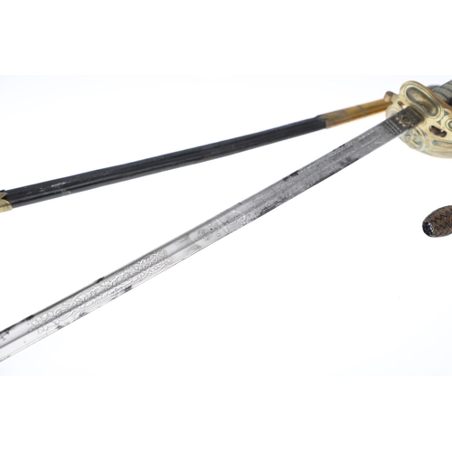 61 - AN 1827 PATTERN NAVAL OFFICERS SWORD BY WILKINSON. A fine Naval Officer's 1827 Pattern sword with an... 