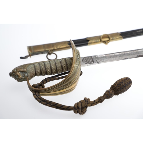 61 - AN 1827 PATTERN NAVAL OFFICERS SWORD BY WILKINSON. A fine Naval Officer's 1827 Pattern sword with an... 