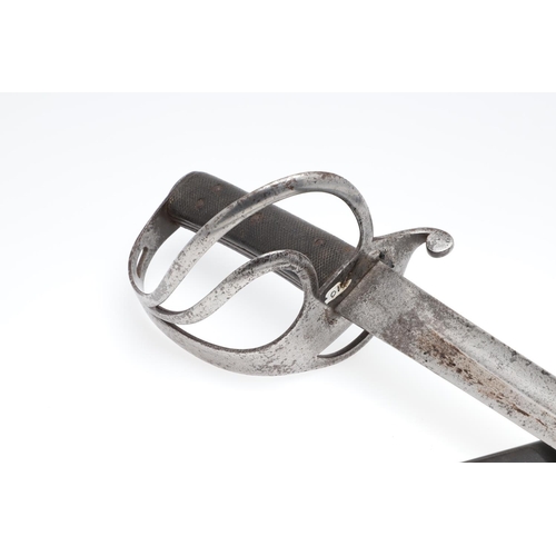 64 - AN 1853 PATTERN CAVALRY TROOPERS SWORD AND SCABBARD. With a broad 90cm long slightly curved single e... 