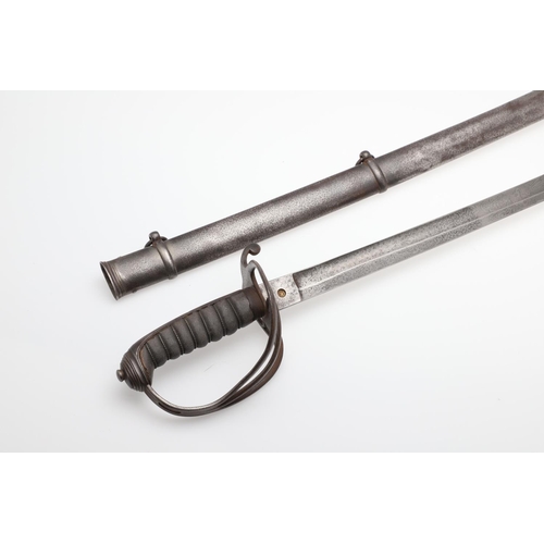 68 - A VICTORIAN 1821/1822 PATTERN LIGHT CAVALRY OFFICERS SWORD AND SCABBARD. With an 87cm spear pointed ... 