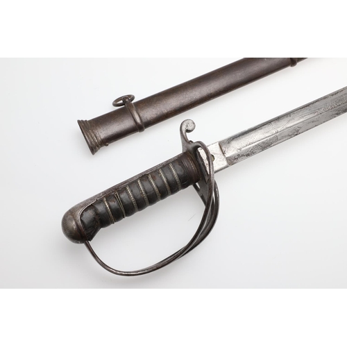 70 - A STRAITS SETTLEMENT POLICE FORCE SWORD AND SCABBARD. With a slightly curved 88cm single edged point... 