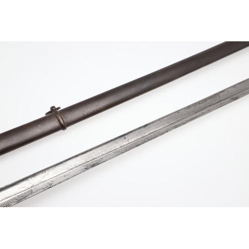 70 - A STRAITS SETTLEMENT POLICE FORCE SWORD AND SCABBARD. With a slightly curved 88cm single edged point... 