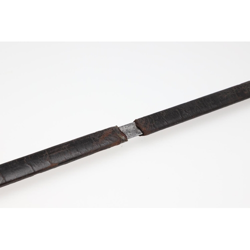 76 - AN EARLY 19TH CENTURY NAVAL OFFICER'S SWORD AND SCABBARD. With a 71cm straight pointed blade with fl... 