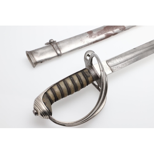 84 - A VICTORIAN PRESENTATION 1822 PATTERN SWORD AND SCABBARD. With an 89cm curved blade with spear point... 